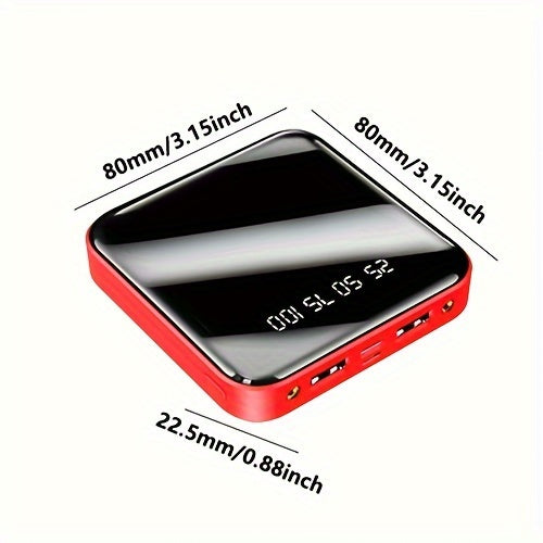 Hinne 10000mAh large capacity mobile power 5V2.1A Portable USB charger Charging bank suitable for Android/Apple devices (2xUSB output), with LED lighting, LED digital power display, safe and stable polymer lithium battery