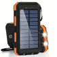 Solar Power Bank: Portable Charger with Dual LED Flashlights, USB Input/Output & Waterproof Solar Panel