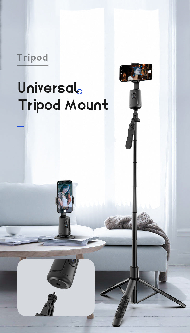 [Popular Choice] 360° Rotating Auto Tracking Phone Holder with Fast Face & Object Tracking - Portable All-in-One Smart Selfie Stick, Tripod for Vlog, Live Streaming - USB Rechargeable, Compatible with Apple, for SamSung & More - Ideal for Photography, Tr