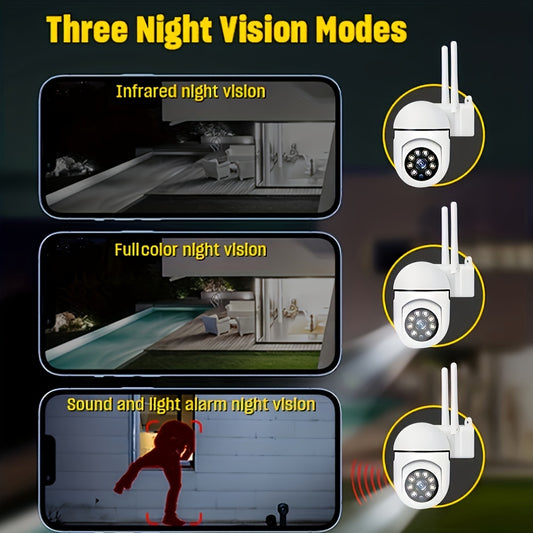 Smart Home Security Camera - Color Night Vision, HD Indoor/Outdoor Video Camera, 2-Way Audio, Pan/Tilt/Zoom, Motion Tracking - For Home & Business Security - Ideal Gift for Peace of Mind