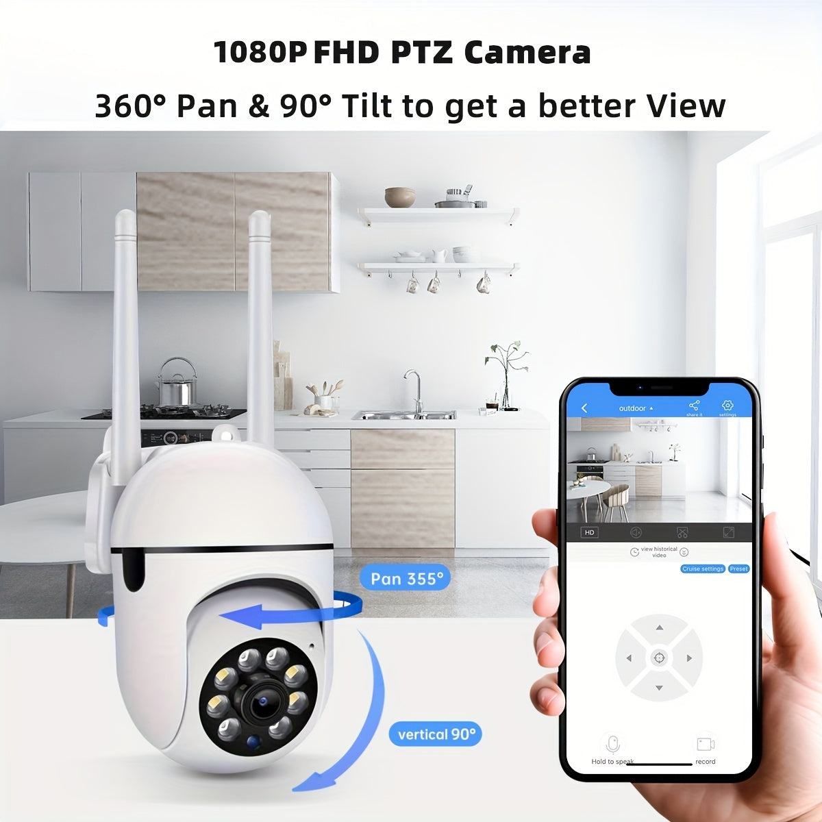 Full Color Night Vision Wireless 1080p HD Indoor/Outdoor Camera 2 Way Audio