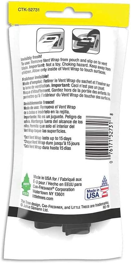 Little Trees Vent Wrap Air Freshener 4-Packs Car Air Freshner (Black Ice)