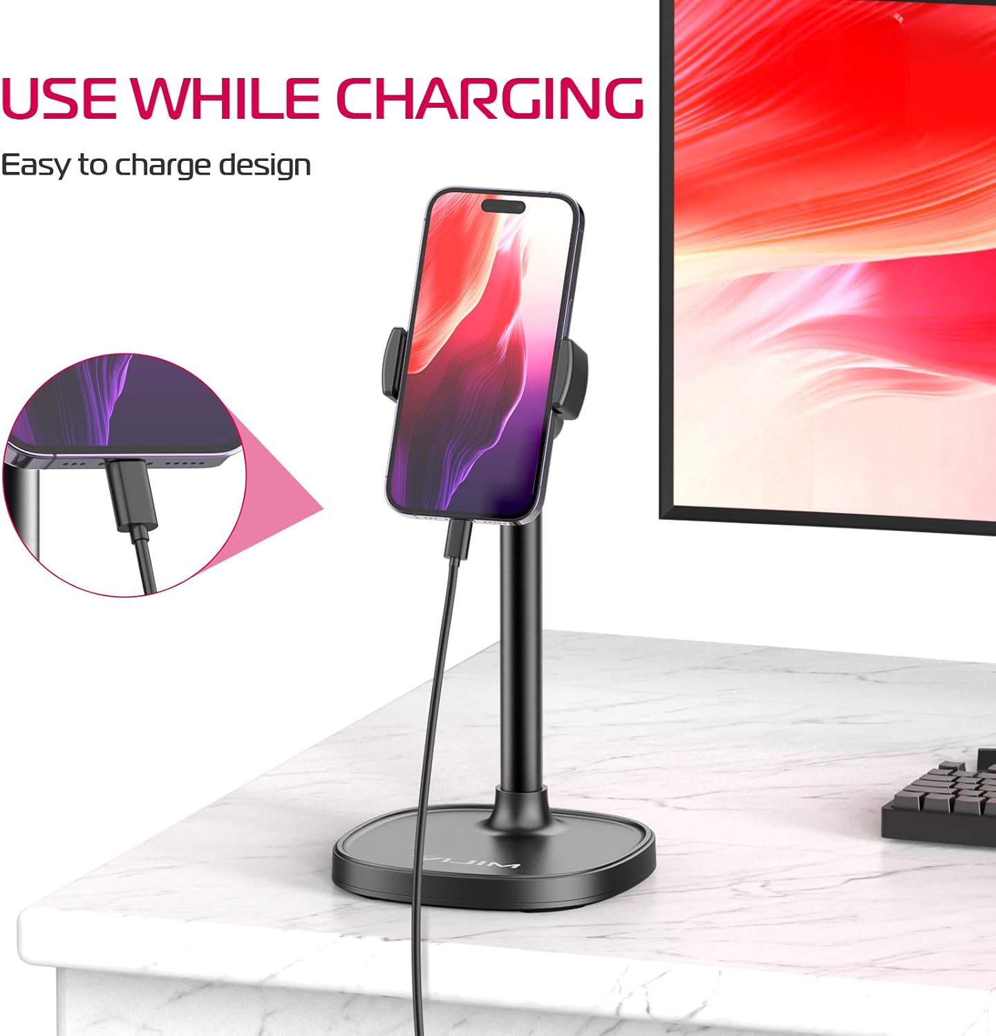 ULANZI SK-06 Cell Phone Cooler Phone Stand, Desktop Cell Phone Gaming Radiator with Cooling Device, Height Adjustable Phone Stand 2.56-3.49 inches iOS/Android Semiconductor Heatsink Cooling