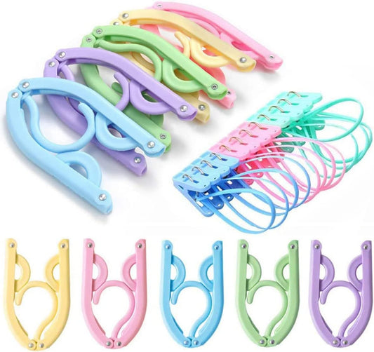 10 Pcs Travel Hangers - Cruise Ship Essentials Portable Folding Clothes Hangers Travel Accessories Foldable Clothes Drying Rack for Travel (Colorful 10pcs)