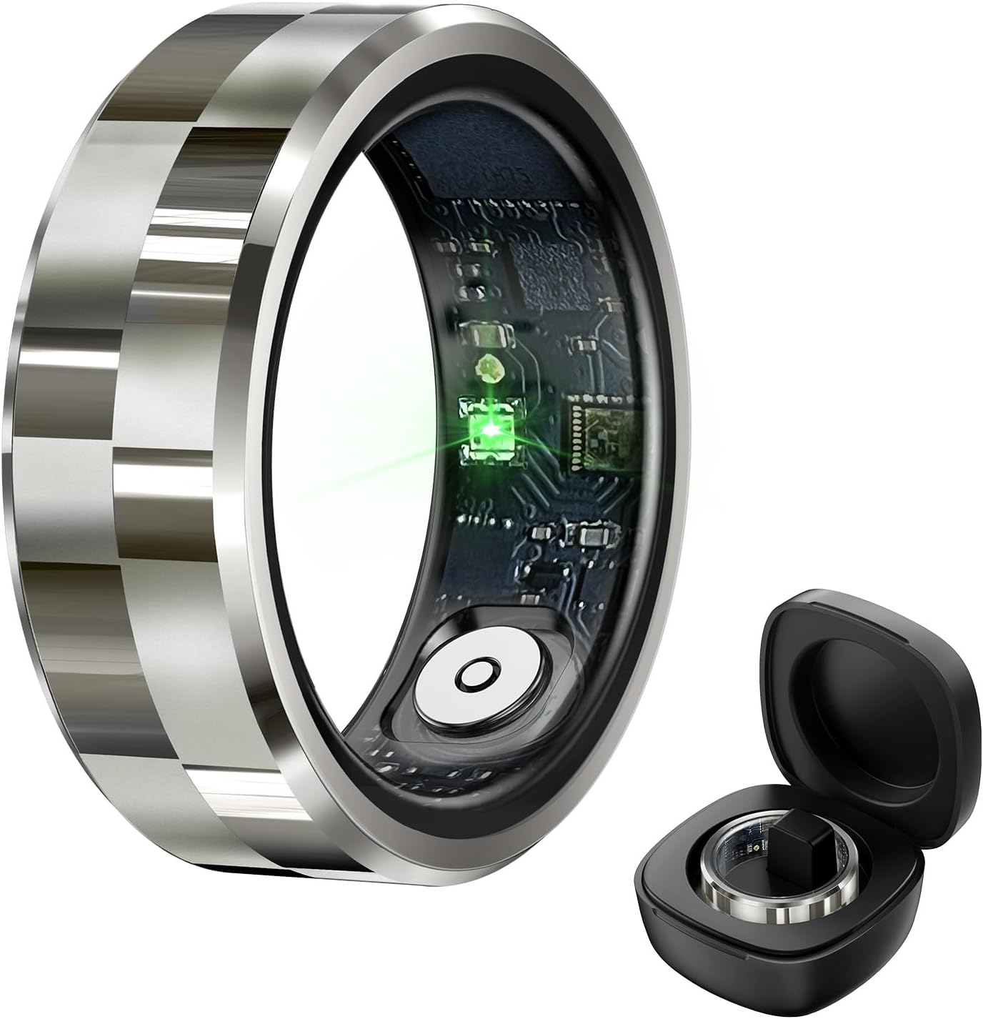 Smart Ring,Fitness Tracker Ring for Men/Women,Monitoring of Pedometer,Heart Rate,Blood Oxygen,Sleep Tracker,No App Subscription,Compatible with Android and iOS (Black,9#)
