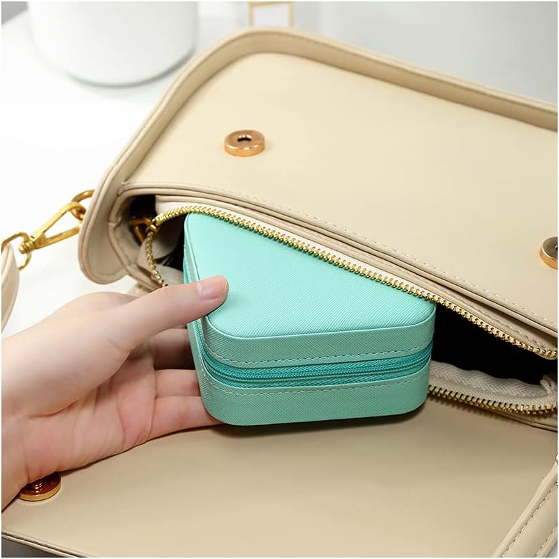 TRODANCE Jewelry Travel Case with Mirror,Small Travel Jewelry Organizer, Portable Jewelry Box Travel Mini Organizer Portable Display Storage Box For Rings Earrings Necklaces (White)