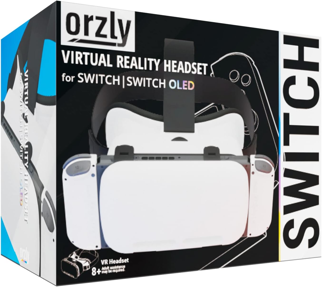 Orzly VR Headset Designed for Nintendo Switch &amp; Switch OLED Console with Adjustable Lens for a Virtual Reality Gaming Experience and for Labo VR - White - Gift Boxed Edition