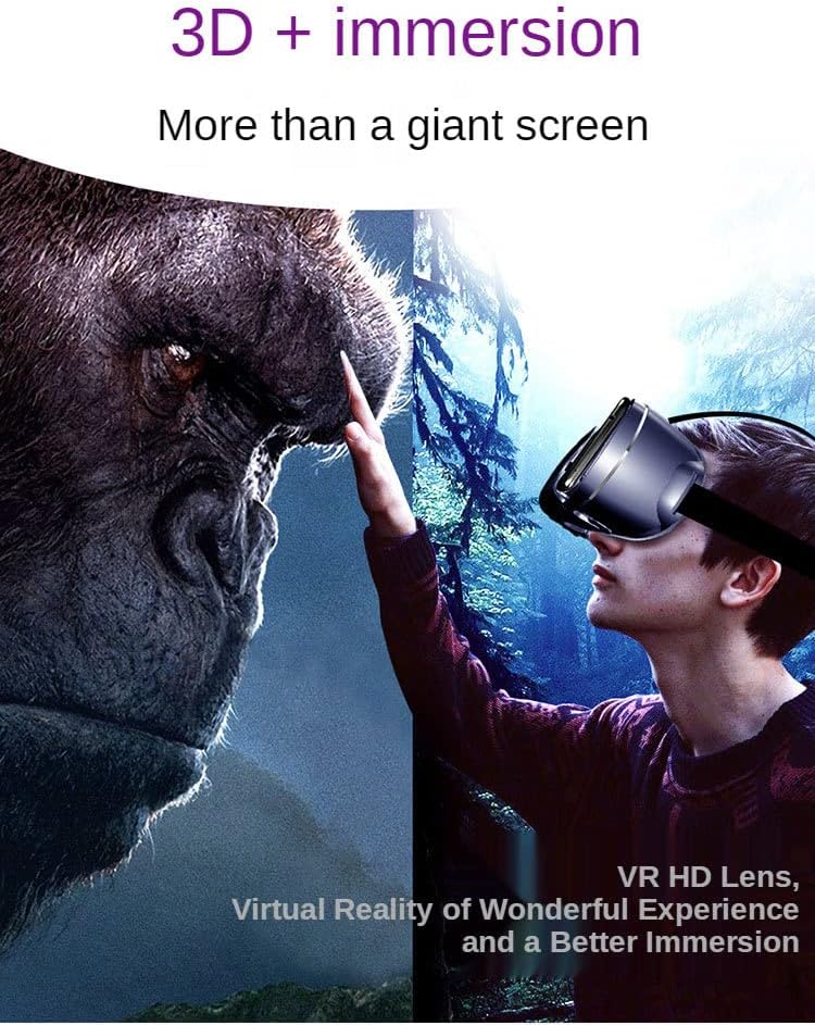 NEWSTYP 5~7inch VRG Pro 3D VR Glasses Virtual Reality Full Screen Visual Wide-Angle VR Glasses Box for 5 to 7 inch Smartphone Eyeglasses with Remote Control (Black Basic)