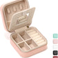 TRODANCE Jewelry Travel Case with Mirror,Small Travel Jewelry Organizer, Portable Jewelry Box Travel Mini Organizer Portable Display Storage Box For Rings Earrings Necklaces (White)