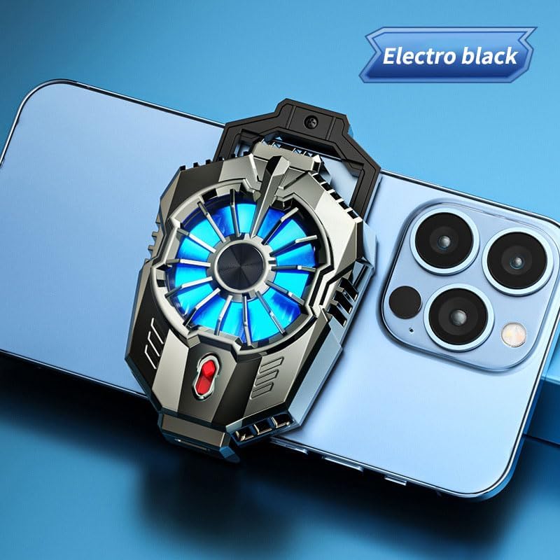 Electroplate Phone Cooling Fan, 2 Gears Cooler with Clip for iPhone, Semiconductor Quick Cooling Gaming Equipment for Travel Outdoor Live
