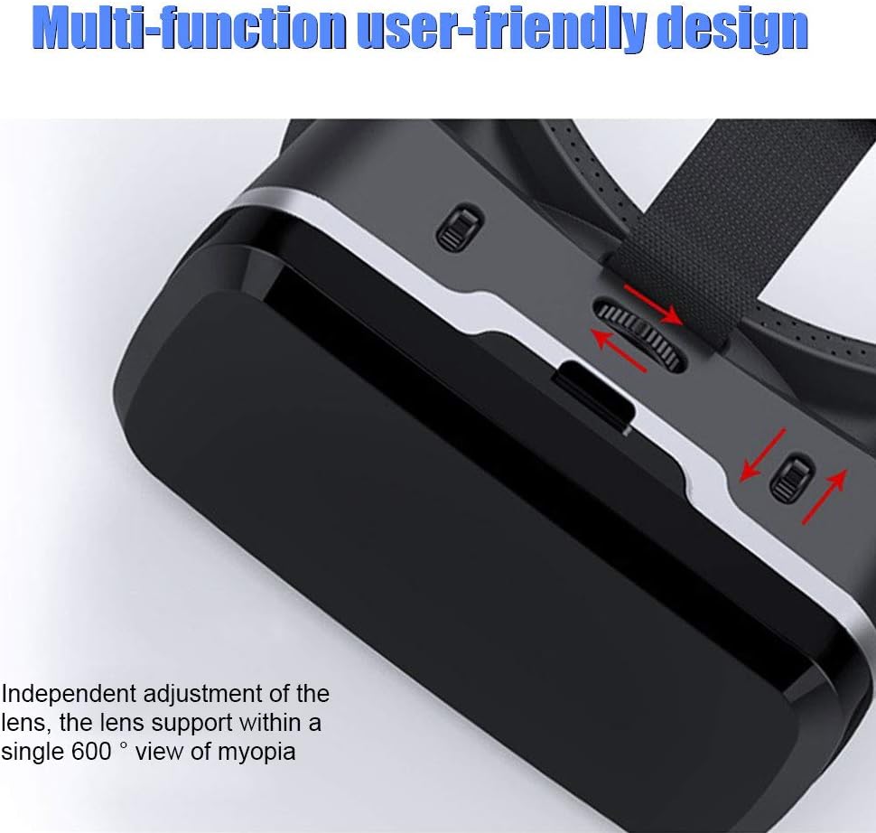 VR Headset for Samsung and Android Phones - Anti-Blue Eyes Protected HD Lenses, VR Goggles for All Smartphone /4.7-6.0in (Black) (with Handle)