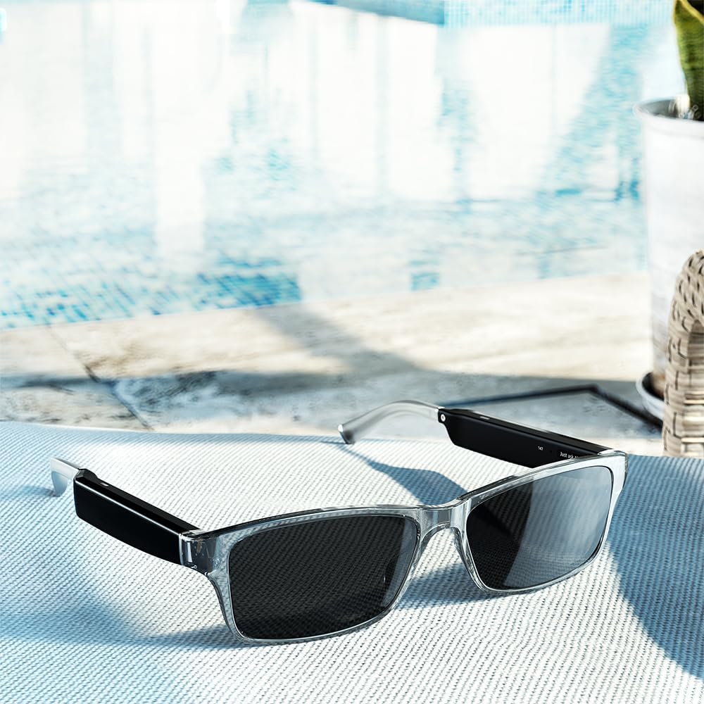 Amazon Echo Frames (3rd Gen) | Smart glasses with Alexa | Square frames in Classic Black with polarized sunglass lenses