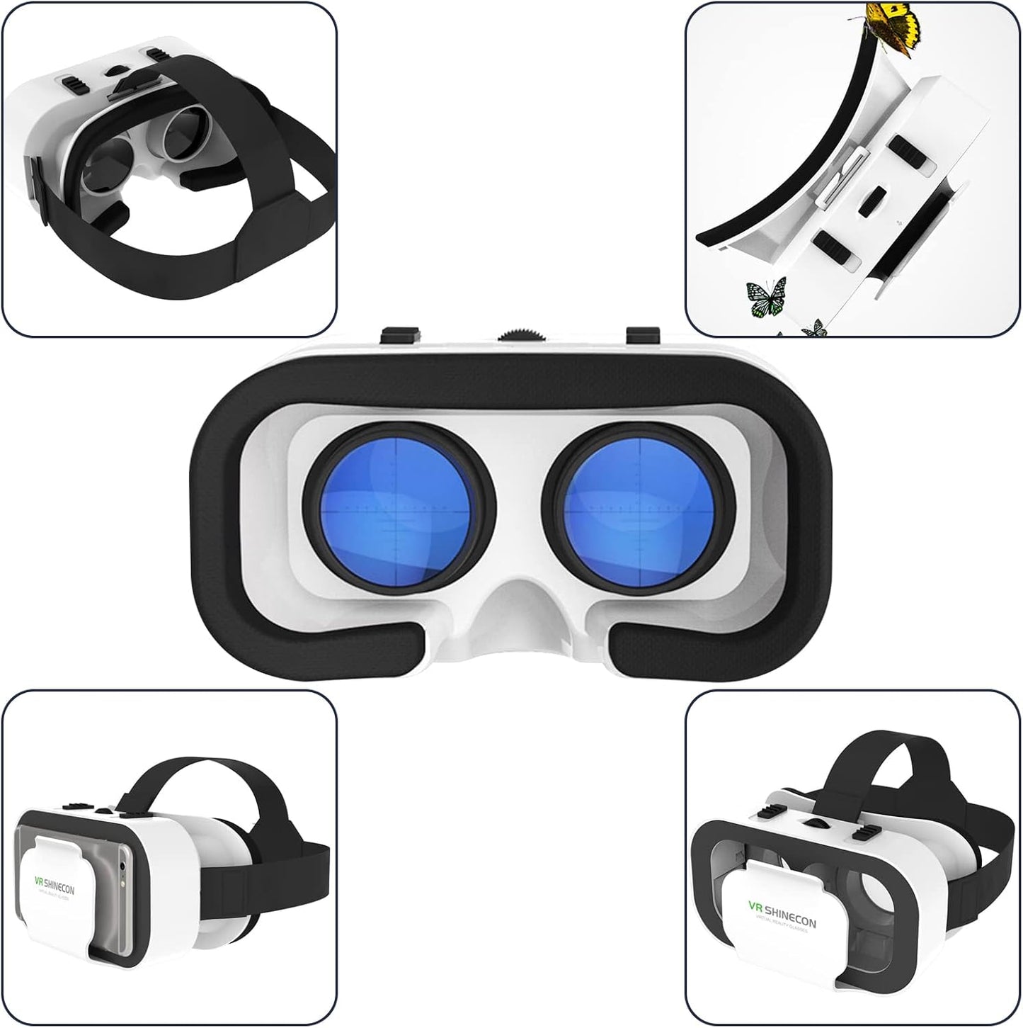 3D VR Glasses Virtual Reality Headset for iPhone or Android Compatible 4.7-6.5 inch,Adjustable Virtual Reality 3D Glasses Headset Helmets with Controller, for Mobile Games &amp; Movies