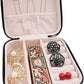 TRODANCE Jewelry Travel Case with Mirror,Small Travel Jewelry Organizer, Portable Jewelry Box Travel Mini Organizer Portable Display Storage Box For Rings Earrings Necklaces (White)