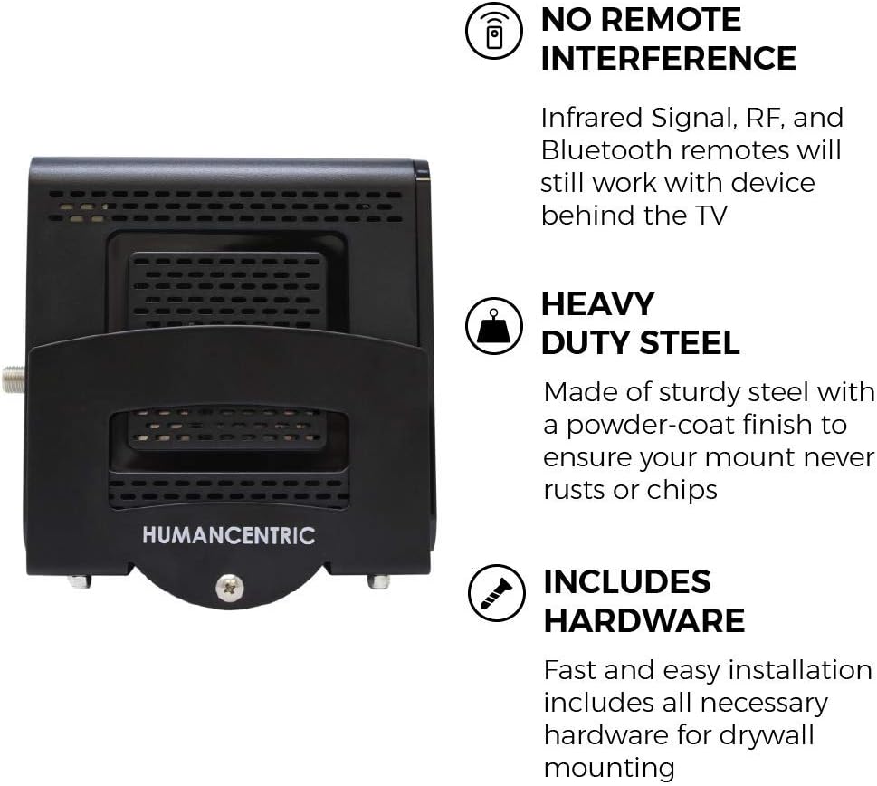HumanCentric Cable Box Mount and Modem Mount, Adjustable Wall Mount for Small and Wide Devices Like Cable Boxes, Modems, DVD Players, Streaming Media Devices, Mount on The Wall Behind TV