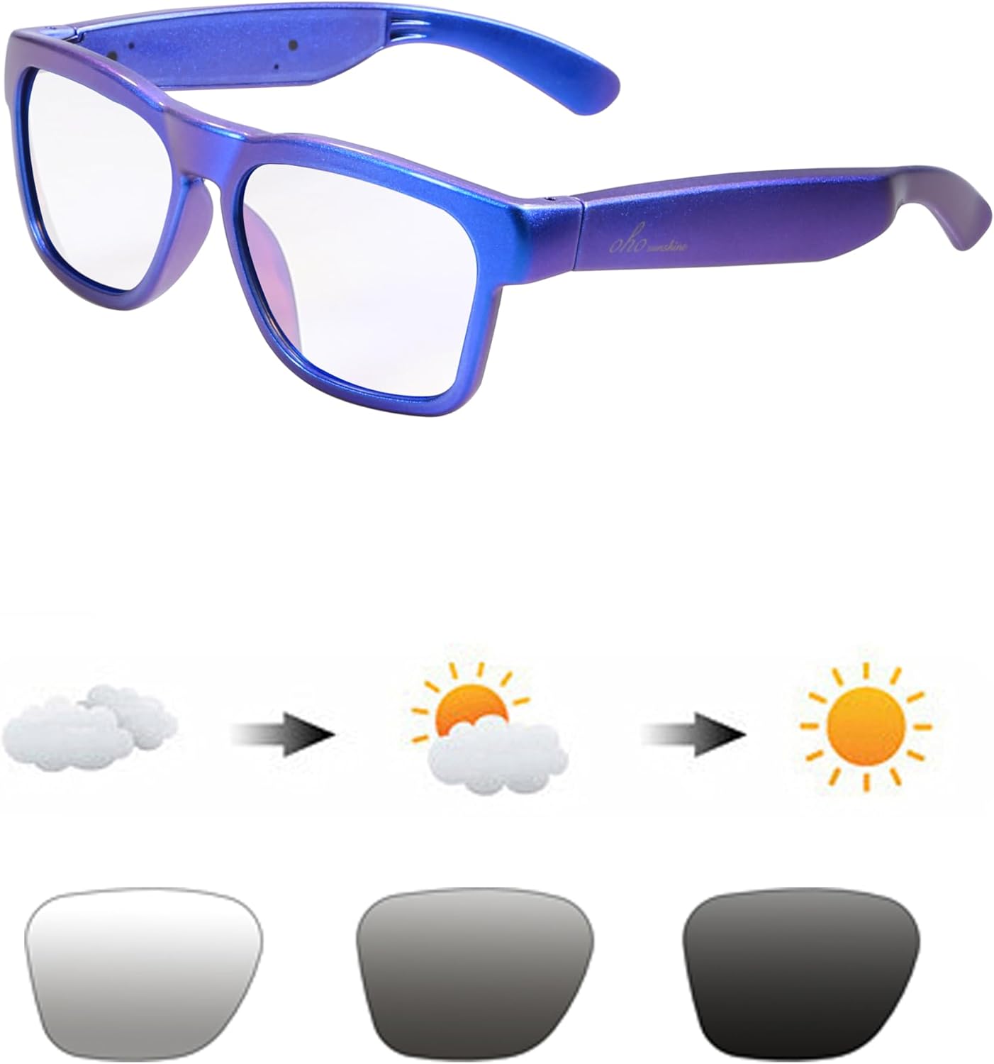 OhO Smart Glasses, Audio Glasses With Bluetooth Speaker,Reading Glasses With Voice Control and Open Ear,(Men/Women)