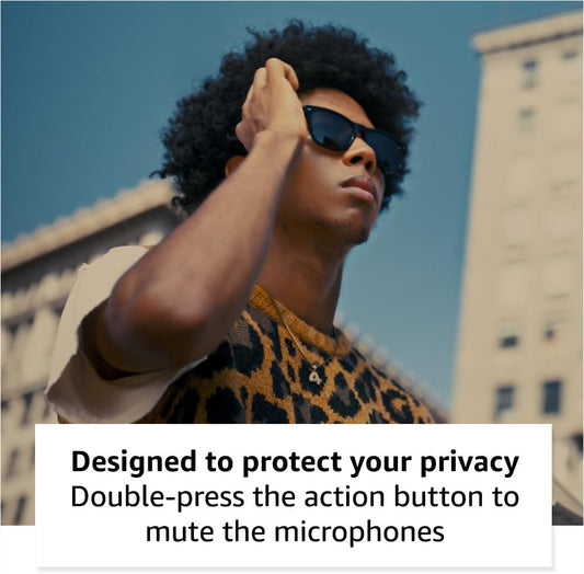 Amazon Echo Frames (3rd Gen) | Smart glasses with Alexa | Square frames in Classic Black with polarized sunglass lenses