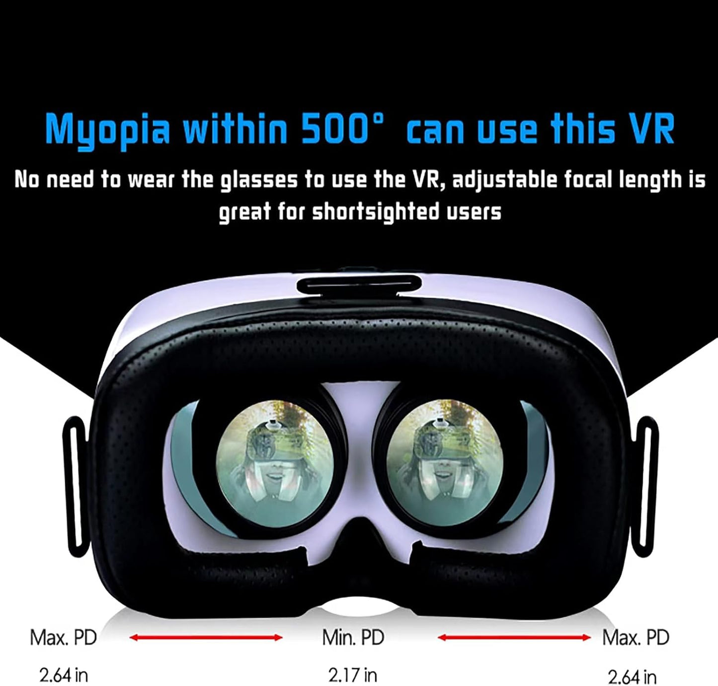 VR Headset for Phone, Compatible with iPhone Samsung and Android 3D Virtual Reality for Kids and Adults VR Goggles for Smartphone /4.5-6.3in Eyes Protected Anti-Blue HD Lenses