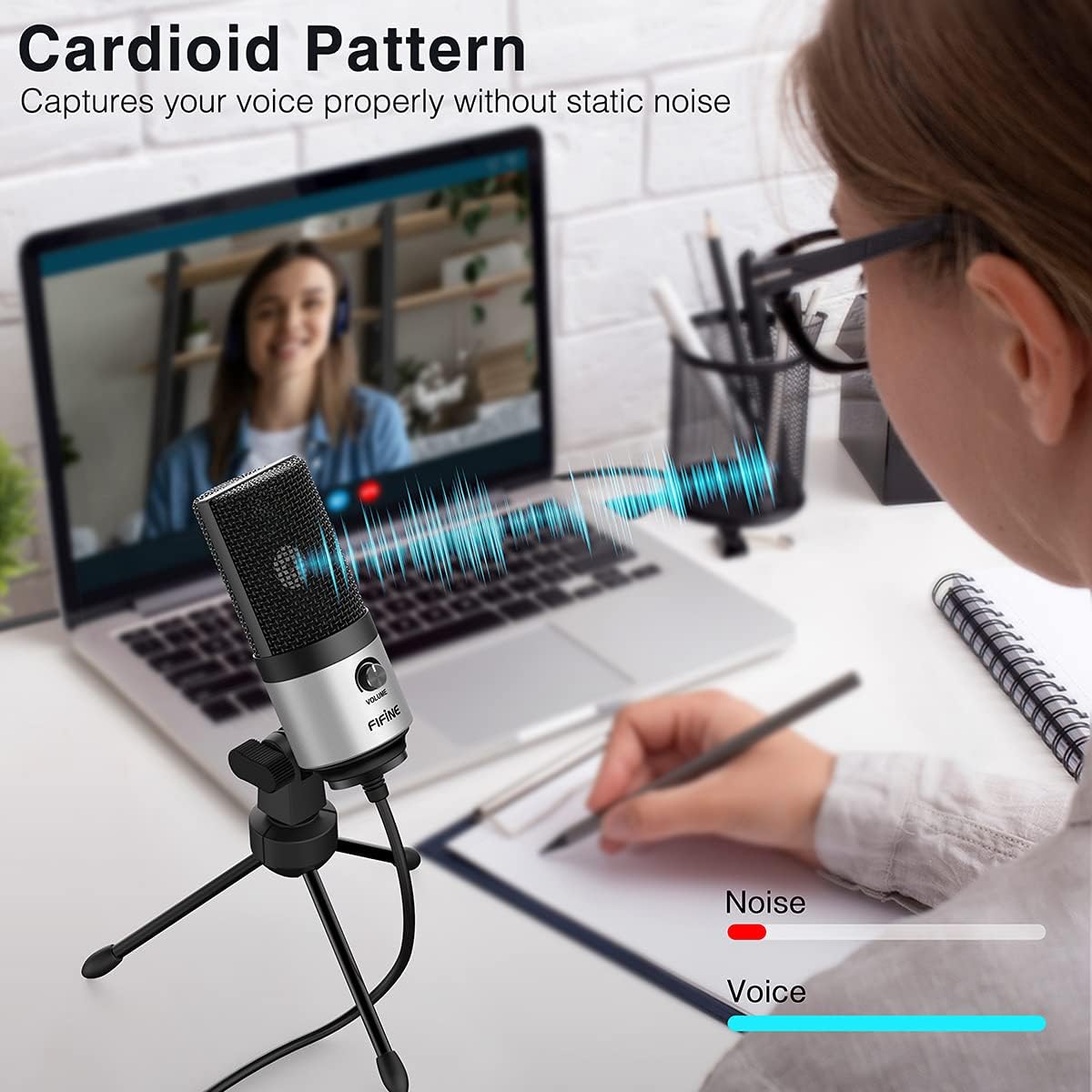 FIFINE USB Microphone, Metal Condenser Recording Microphone for Laptop MAC or Windows Cardioid Studio Recording Vocals, Voice Overs,Streaming Broadcast and YouTube Videos-K669B