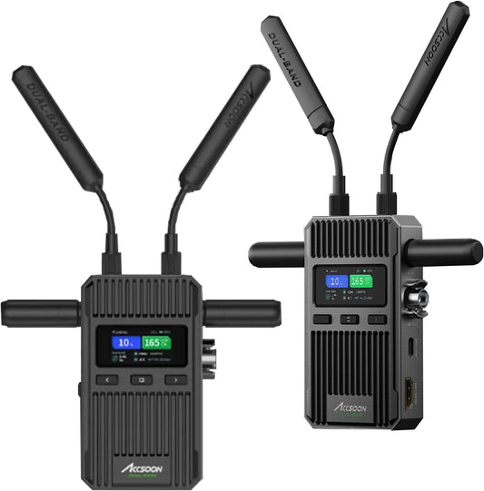ACCSOON CineView 2 SDI Wireless Video Transmission System Transmitter&amp;Receiver 2.4 5Ghz for Live Streaming 1080p 60fps 0.05s Latency 1500ft Range up to 4 Devices Monitoring