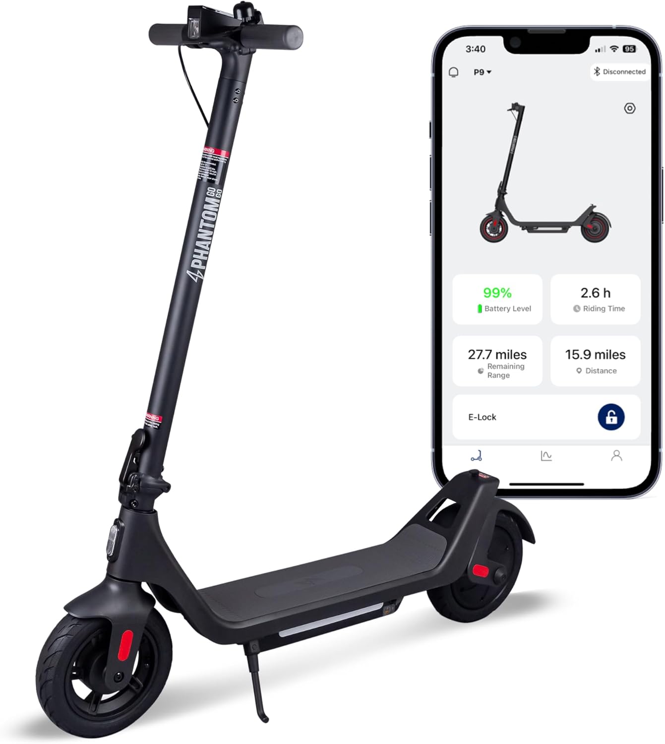 Phantomgogo Electric Scooter for Adults Scooter Foldable E-Scooter with Powerful Motor 15.5 Mph, Intelligent Light, Eco-Friendly, Perfect for Adult Commuters