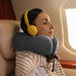napfun Neck Pillow for Traveling, Upgraded Travel Neck Pillow for Airplane 100% Pure Memory Foam Travel Pillow for Flight Headrest Sleep, Portable Plane Accessories, Striped Black