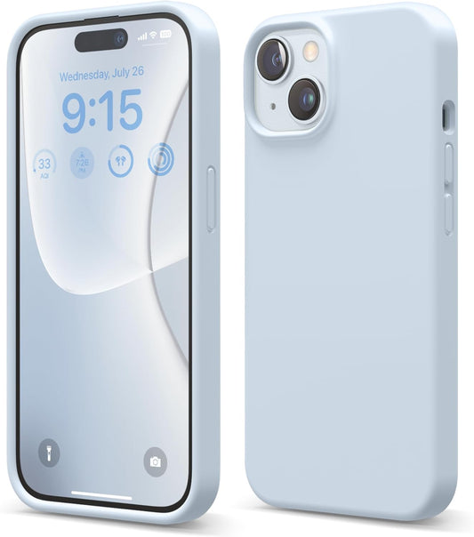 elago Compatible with iPhone 15 Case, Liquid Silicone Case, Full Body Protective Cover, Shockproof, Slim Phone Case, Anti-Scratch Soft Microfiber Lining, 6.1 inch (Light Blue)