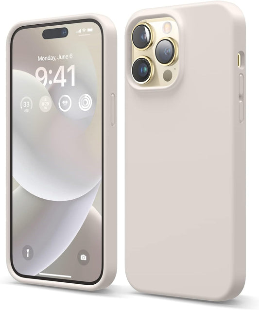 elago Compatible with iPhone 14 Pro Max Case, Liquid Silicone Case, Full Body Protective Cover, Shockproof, Slim Phone Case, Anti-Scratch Soft Microfiber Lining, 6.7 inch (Stone)