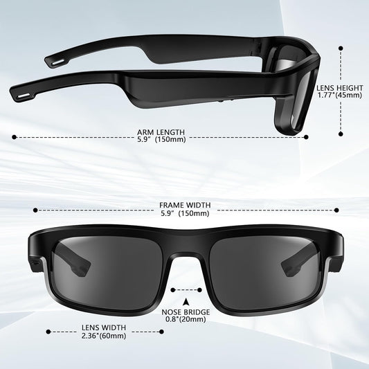 Smart Glasses, Polarized Bluetooth Sunglasses with Speaker, Voice Assistant, Open Ear, UV Protection Outdoor Audio Glass