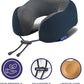 napfun Neck Pillow for Traveling, Upgraded Travel Neck Pillow for Airplane 100% Pure Memory Foam Travel Pillow for Flight Headrest Sleep, Portable Plane Accessories, Striped Black