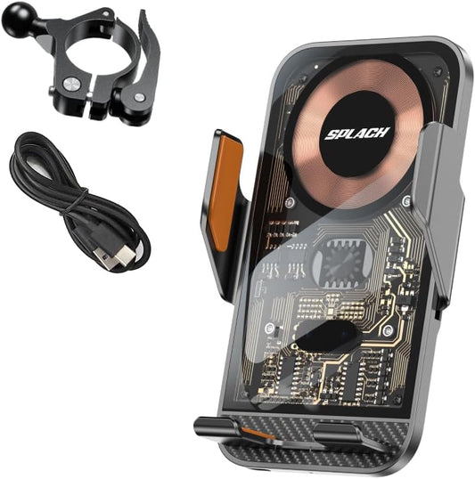 SPLACH Zippy Wireless Charging Phone Holder for Cycling, auto-Sensor Phone Holder, Compatible with iPhone Samsung Google and All 4.7&#39;&#39;-6.8&#39;&#39; Phones