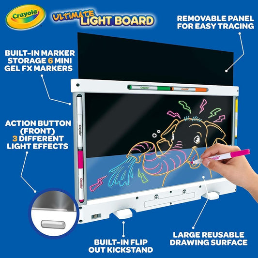 Crayola Ultimate Light Board - White, Kids Drawing Tablet, LED Drawing Board for Kids, Holiday Gift for Boys &amp; Girls, Toys for Kids, 6