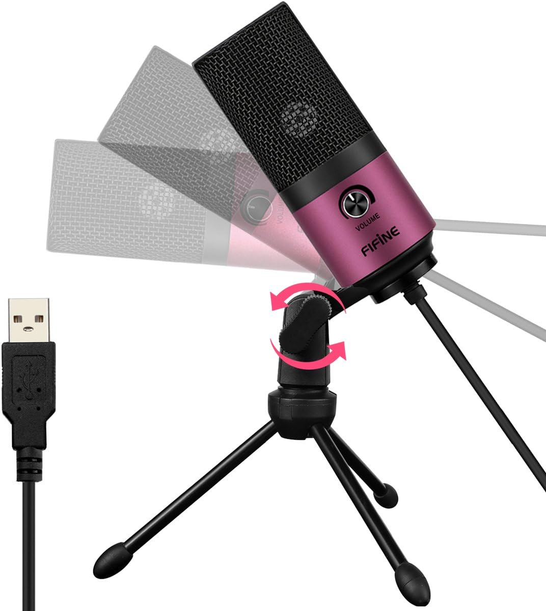 FIFINE USB Microphone, Metal Condenser Recording Microphone for Laptop MAC or Windows Cardioid Studio Recording Vocals, Voice Overs,Streaming Broadcast and YouTube Videos-K669B