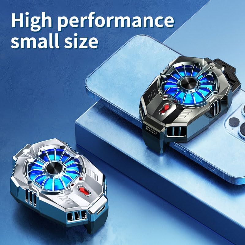 Electroplate Phone Cooling Fan, 2 Gears Cooler with Clip for iPhone, Semiconductor Quick Cooling Gaming Equipment for Travel Outdoor Live