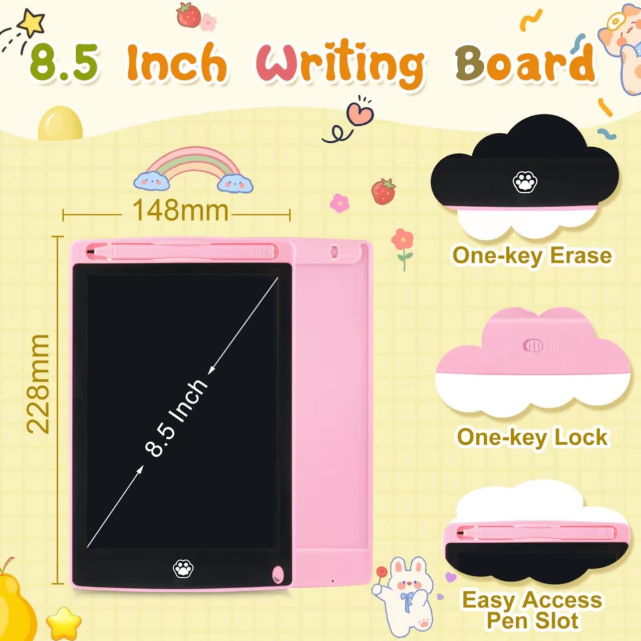 2 Pack LCD Writing Tablet, Electronic Drawing Writing Board, Erasable Drawing Doodle Board, Doodle Pad Toys for Kids Adults Learning &amp; Education, 8.5IN(Blue Pink)