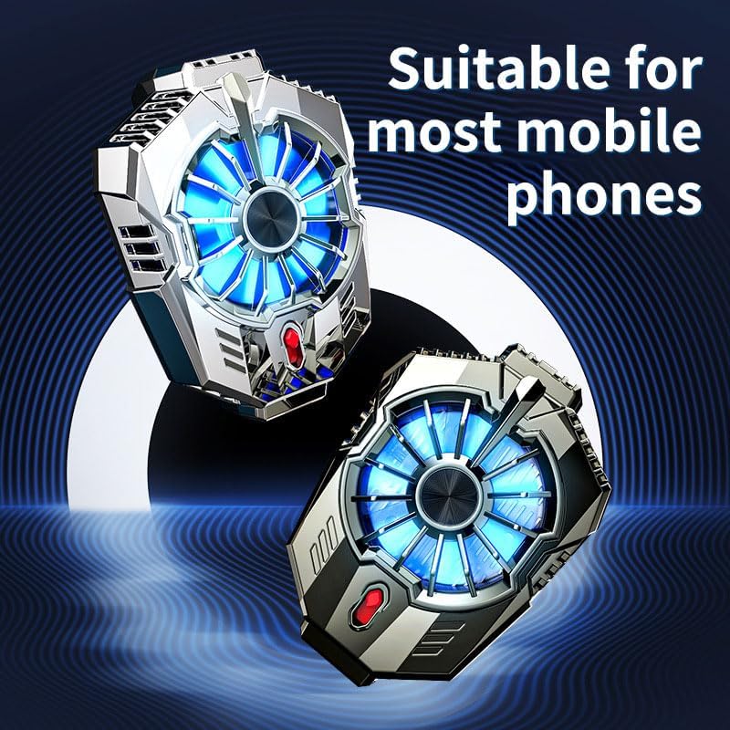 Electroplate Phone Cooling Fan, 2 Gears Cooler with Clip for iPhone, Semiconductor Quick Cooling Gaming Equipment for Travel Outdoor Live