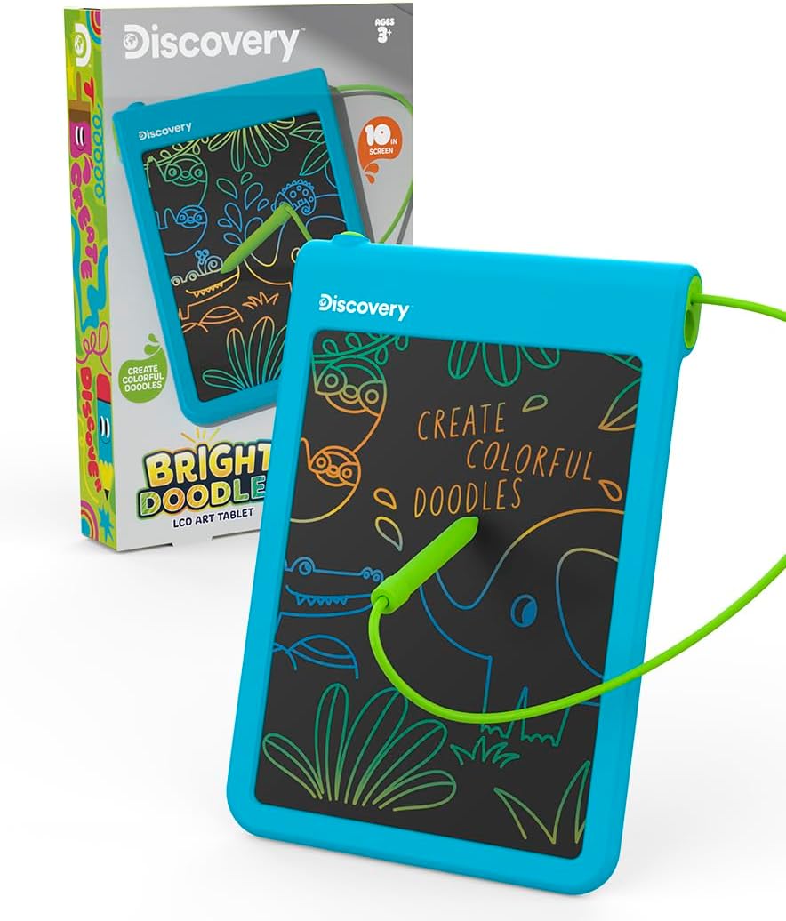 Discovery™ Bright Doodles LCD Art Tablet - Mess-Free Colorful Drawing on Widescreen Display, Includes Tethered Stylus