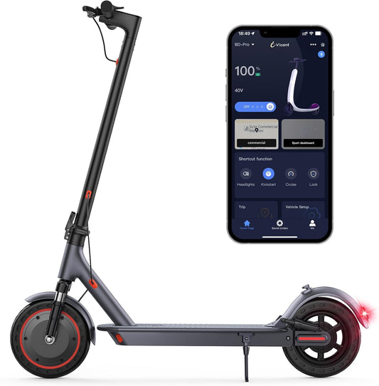 10&#39;&#39; Electric Scooter Adult with Dual Suspension, Powerful 350W/500W Motor, Max Range 22-28 Miles, Max 19/21 MPH, Dual Braking System, Portable Folding Commuting