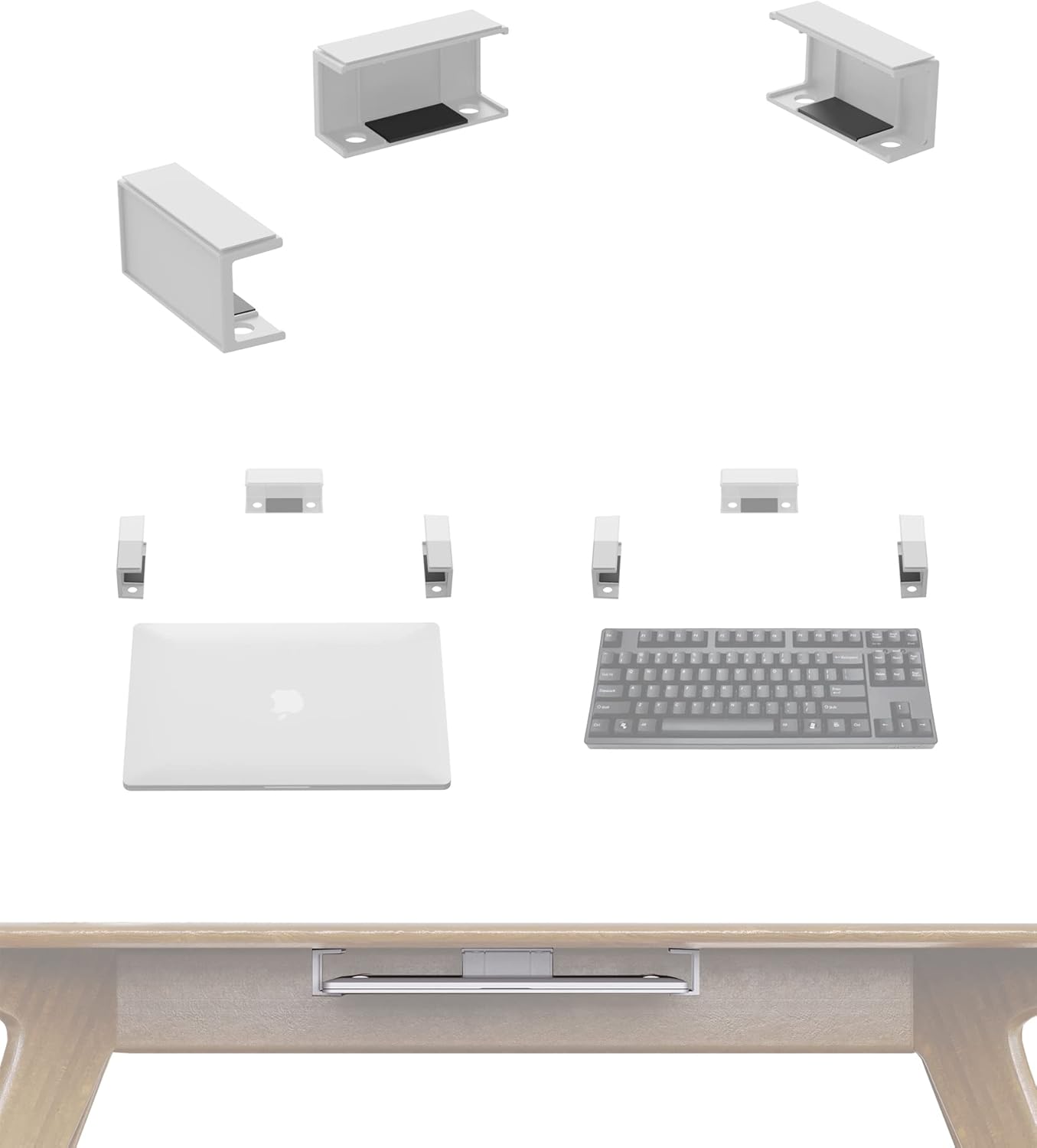 NOTMBESTM Under Desk Laptop Holder Under Desk Rack Mount for Keyboard &amp; Small Devices Also Fit for Cable Box Wall Mount Tray Organizer Like Routers, Modems, Network Switch and More