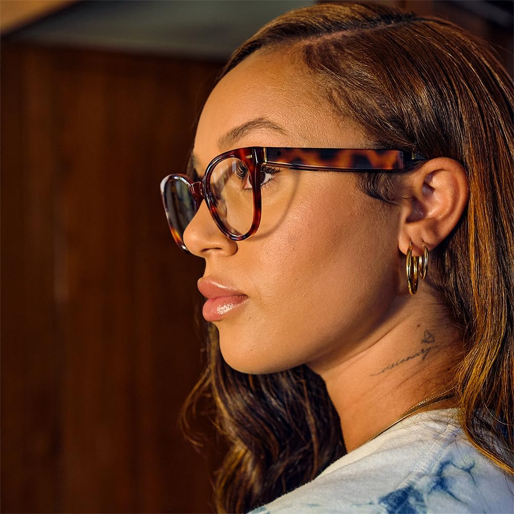 Amazon Echo Frames (3rd Gen)   Echo Pop | Smart glasses with Alexa | Round frames in Blue Tortoise with prescription ready lenses