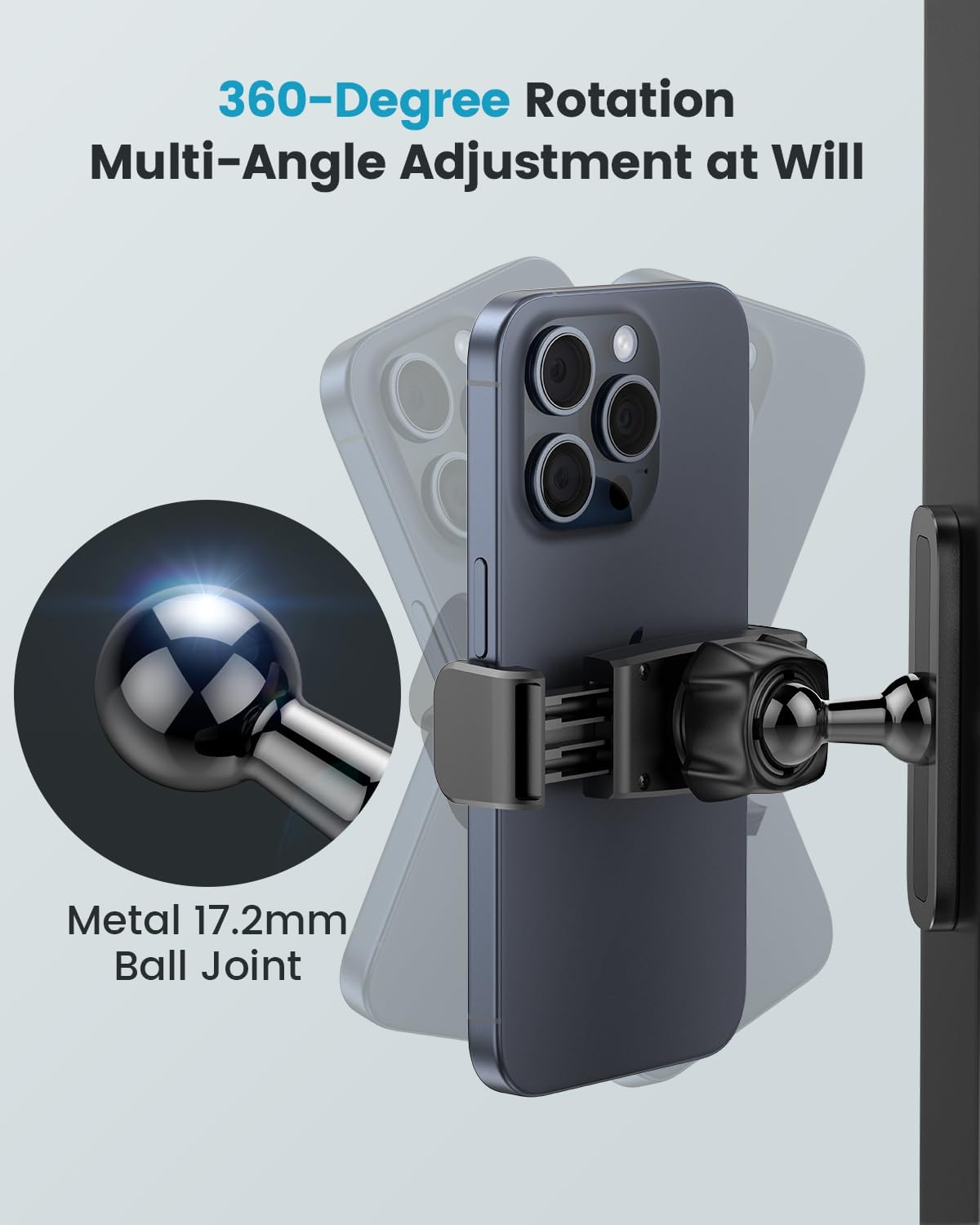 APPS2Car Gym Magnetic Phone Holder, 360 Adjustable, Compatible with 4.7-6.5&#34; Smartphones, Alloy Base and Joint, Black