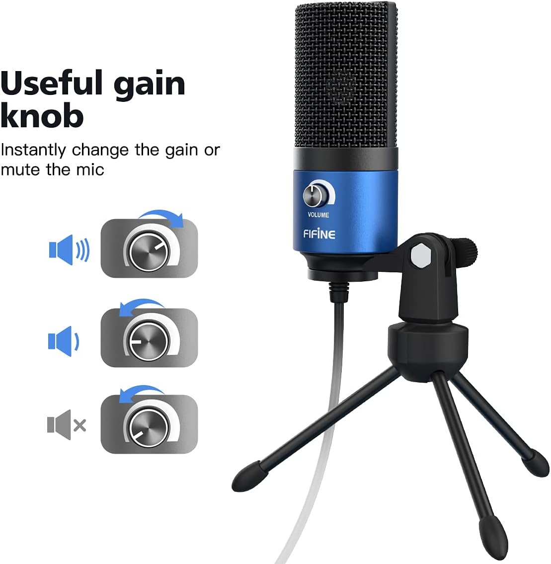 FIFINE USB Microphone, Metal Condenser Recording Microphone for Laptop MAC or Windows Cardioid Studio Recording Vocals, Voice Overs,Streaming Broadcast and YouTube Videos-K669B