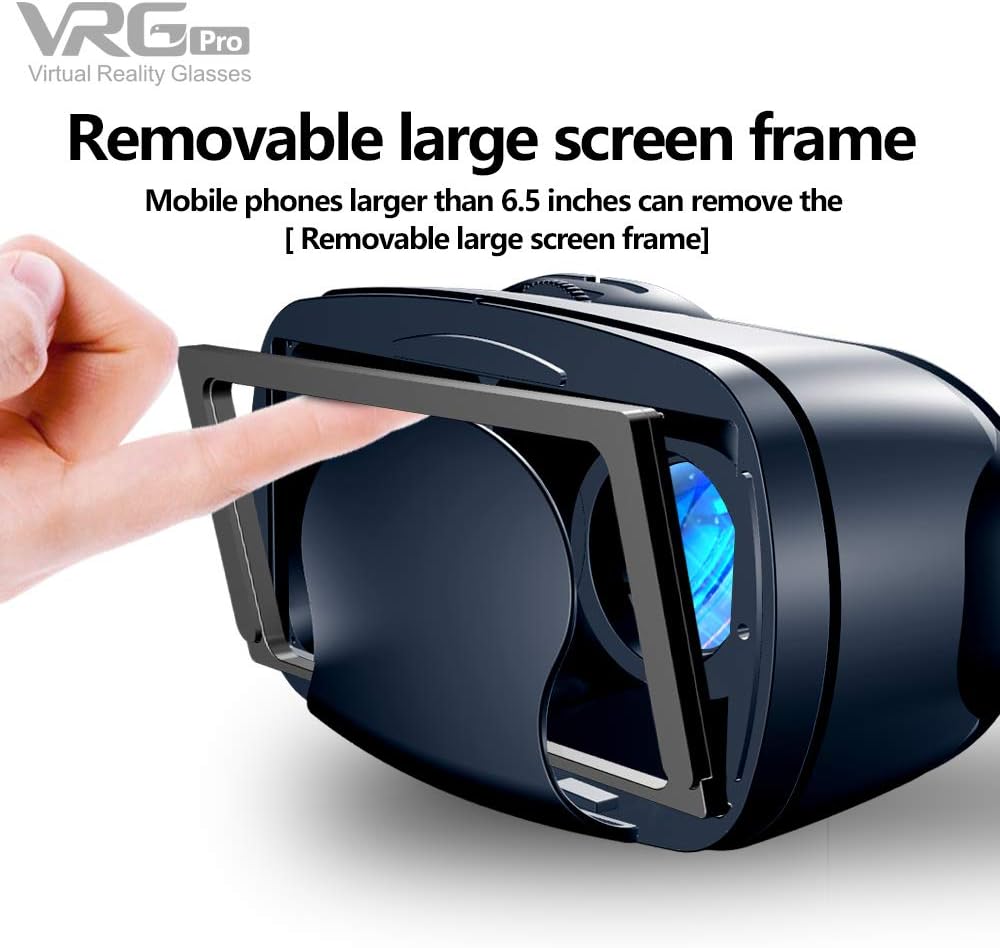 NEWSTYP 5~7inch VRG Pro 3D VR Glasses Virtual Reality Full Screen Visual Wide-Angle VR Glasses Box for 5 to 7 inch Smartphone Eyeglasses with Remote Control (Black Basic)