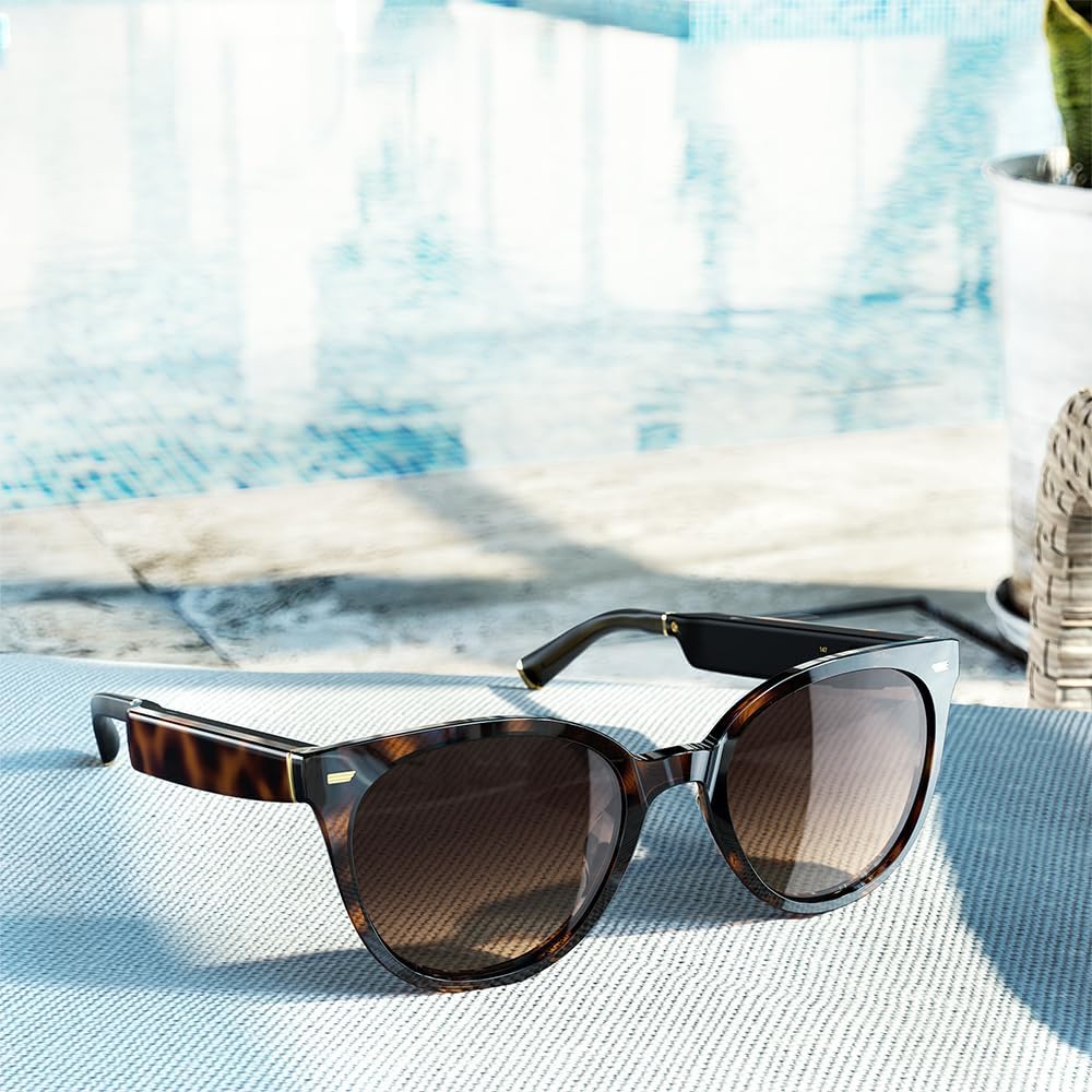 Amazon Echo Frames (3rd Gen) | Smart glasses with Alexa | Square frames in Classic Black with polarized sunglass lenses