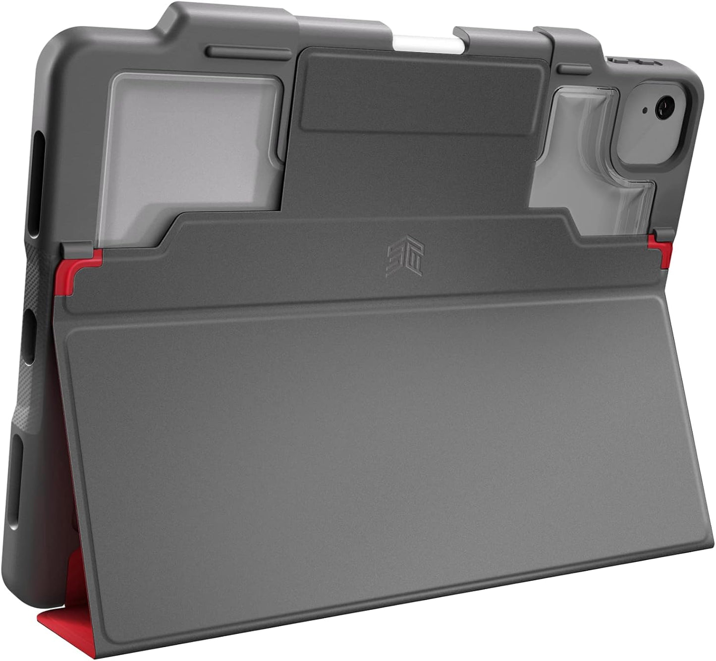 STM Dux Plus for iPad Air 11&#34; (5th/4th Gen &amp; M2 6th Gen 2024) - Ultra-Protective, Lightweight Rubberized Case with Clear Back, Apple Pencil Holder, and Battery-Saving On/Off Cover - Red