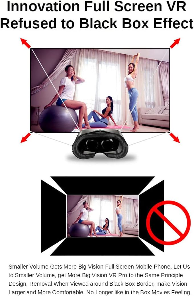 NEWSTYP 5~7inch VRG Pro 3D VR Glasses Virtual Reality Full Screen Visual Wide-Angle VR Glasses Box for 5 to 7 inch Smartphone Eyeglasses with Remote Control (Black Basic)