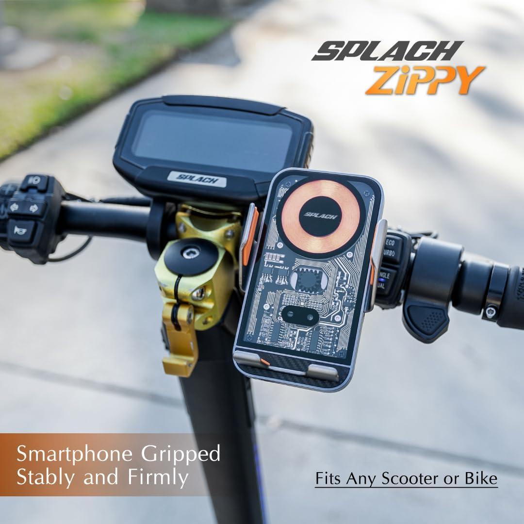 SPLACH Zippy Wireless Charging Phone Holder for Cycling, auto-Sensor Phone Holder, Compatible with iPhone Samsung Google and All 4.7&#39;&#39;-6.8&#39;&#39; Phones