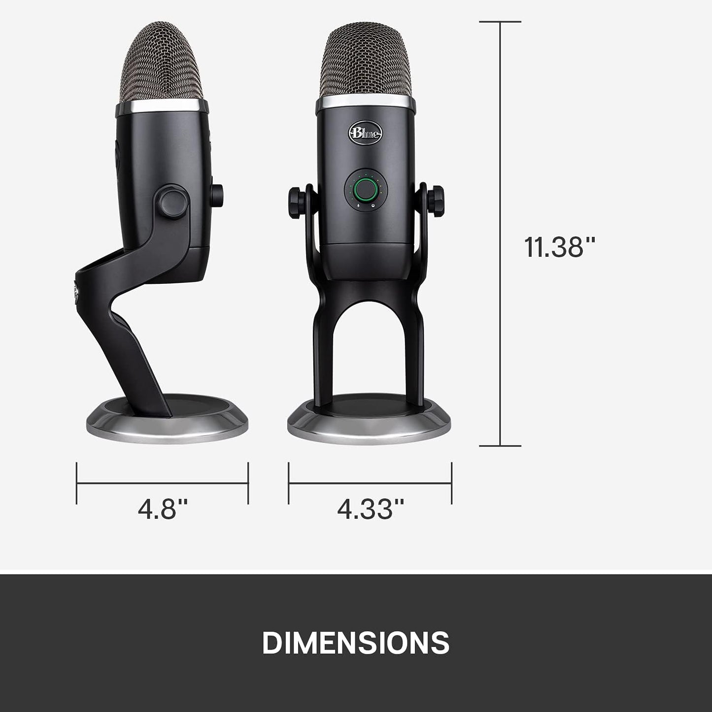 Logitech for Creators Blue Yeti X USB Microphone for Gaming, Streaming, Podcasting, Twitch, YouTube, Discord, Recording for PC and Mac, 4 Polar Patterns, Studio Quality Sound, Plug &amp; Play-Dark Grey