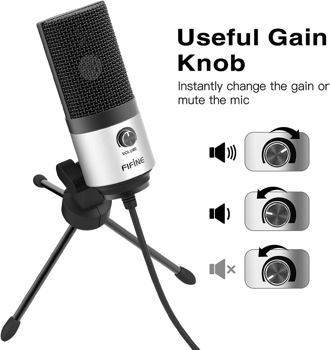FIFINE USB Microphone, Metal Condenser Recording Microphone for Laptop MAC or Windows Cardioid Studio Recording Vocals, Voice Overs,Streaming Broadcast and YouTube Videos-K669B