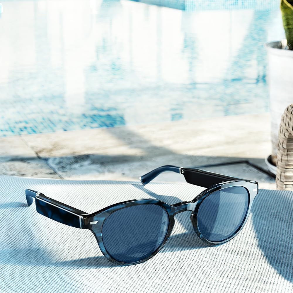Amazon Echo Frames (3rd Gen) | Smart glasses with Alexa | Square frames in Classic Black with polarized sunglass lenses